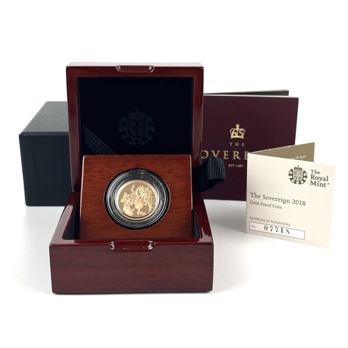 343 - A 2018 full sovereign coin. Within Royal Mint box and certificate.