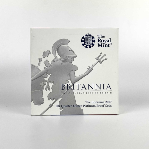 345 - A 2017 Quarter Ounce Platinum proof Britannia coin. 7.85g, within Royal Mint box and with certificat... 