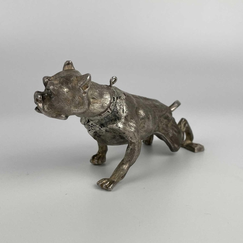 51 - A modern heavy silver bulldog, naturistically modelled, maker Edmund Kaslewski, London 1991, length ... 