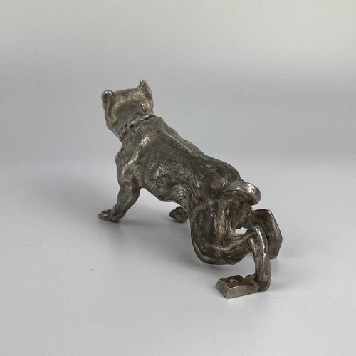 51 - A modern heavy silver bulldog, naturistically modelled, maker Edmund Kaslewski, London 1991, length ... 