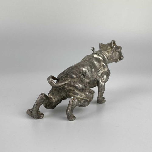 51 - A modern heavy silver bulldog, naturistically modelled, maker Edmund Kaslewski, London 1991, length ... 