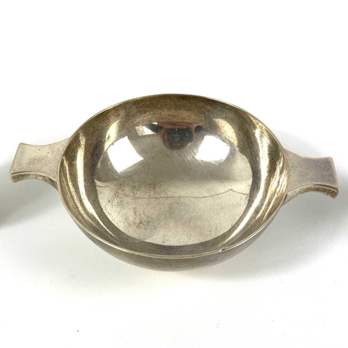 71 - A Victorian Scottish silver small quaich. Indistinct makers mark, Edinburgh 1891, width 9cm; togethe... 