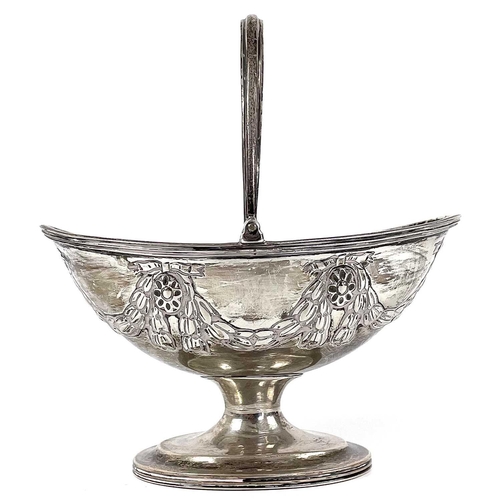 86 - A Victorian silver swing handled pedestal sugar basket by Charles Stuart Harris. Of Neo-Classical de... 