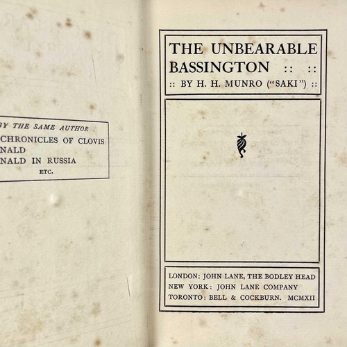 107 - H. H. MUNRO (Saki). 'The Chronicles of Clovis'. First edition, original pictorial coth, slight split... 