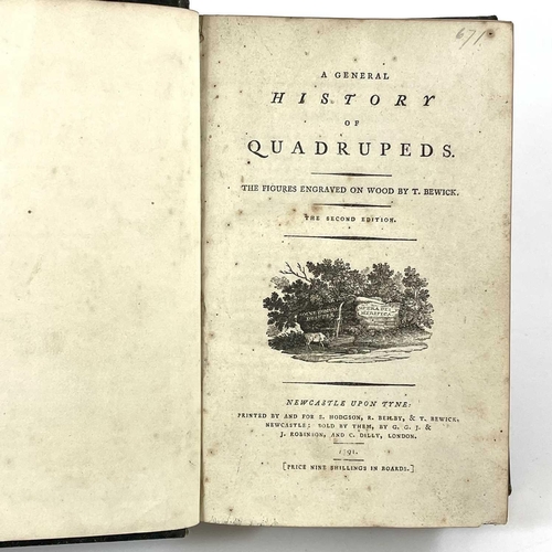 114 - Thomas Bewick Illustrations. 'A General History of Quadrupeds,' second edition, full green morocco w... 