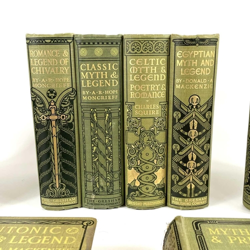 115 - Myth and Legend in Literature, eight decorative bindings. Including Indian Myth and Legend, Myths of... 