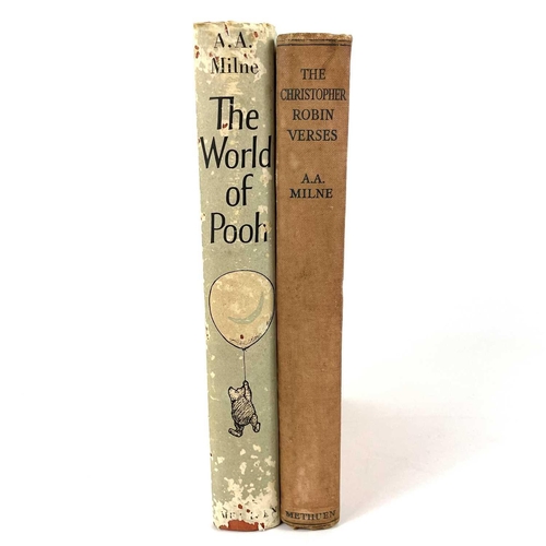 127 - A.A MILNE 'The World of Pooh' 1st edition 1958, with dj unclipped chipped and frayed, mold to cloth;... 