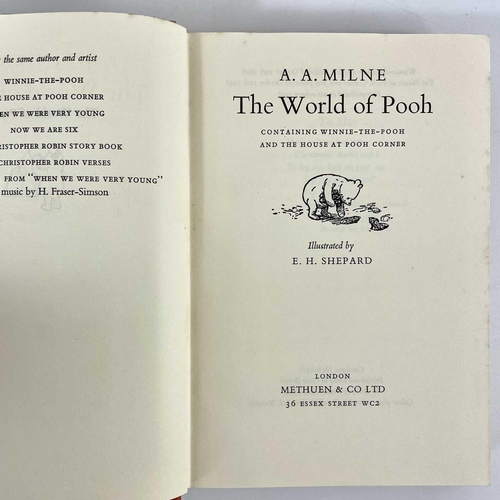 127 - A.A MILNE 'The World of Pooh' 1st edition 1958, with dj unclipped chipped and frayed, mold to cloth;... 