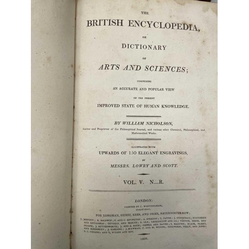 133 - WILLIAM NICHOLSON. 'The British Encyclopedia, Or Dictionary of Arts and Sciences'. Six vols A-Z, hal... 