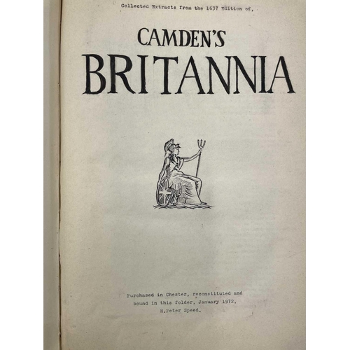 136 - Willam Camden interest. Collected text extracts from the 1637 edition of 'Britannia,' bound in two v... 