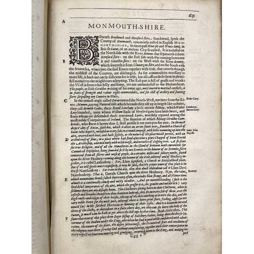 136 - Willam Camden interest. Collected text extracts from the 1637 edition of 'Britannia,' bound in two v... 