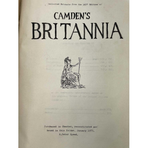 136 - Willam Camden interest. Collected text extracts from the 1637 edition of 'Britannia,' bound in two v... 