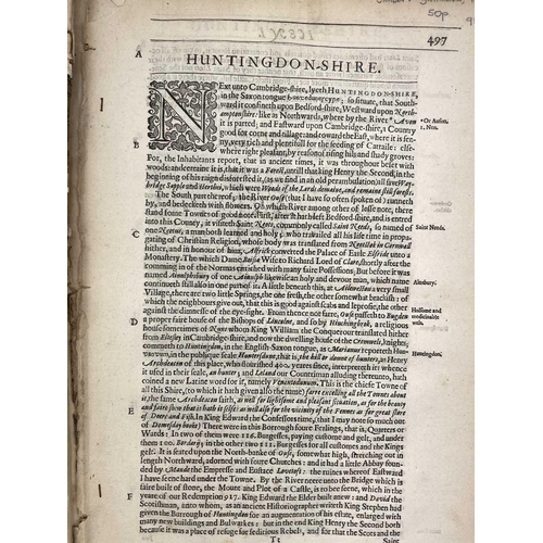 136 - Willam Camden interest. Collected text extracts from the 1637 edition of 'Britannia,' bound in two v... 