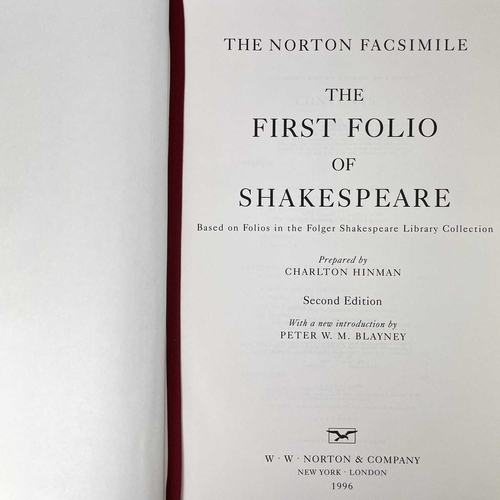 139 - THE NORTON FACSIMILE. THE FIRST FOLIO OF SHAKESPEARE Prepared by Charlton Hinman. (1996) New York: W... 