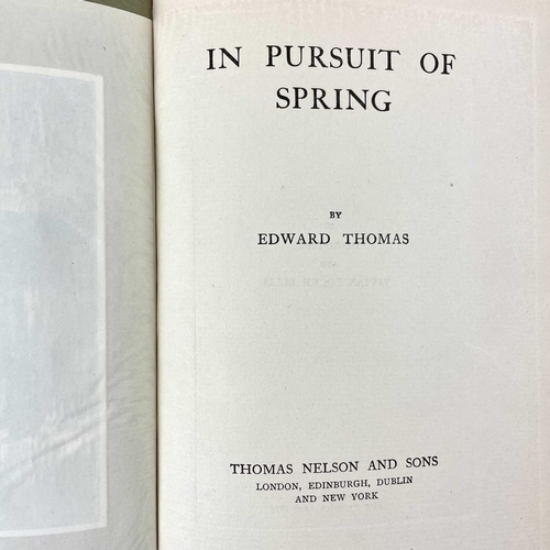 142 - EDAWARD THOMAS. 'In Pursuit of Spring.' First Edition, original cloth, top edge gilt, colour illustr... 