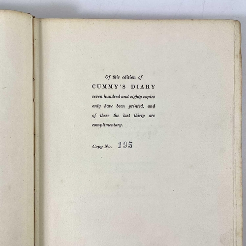 148 - CUMMY’S DIARY By Alison Cunningham (1926) London : Chatto & Windus. Limited edition of 780 copies th... 