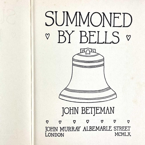 157 - SUMMONED BY BELLS By John Betjeman (1960) John Murray. First edition Second printing. In protective ... 