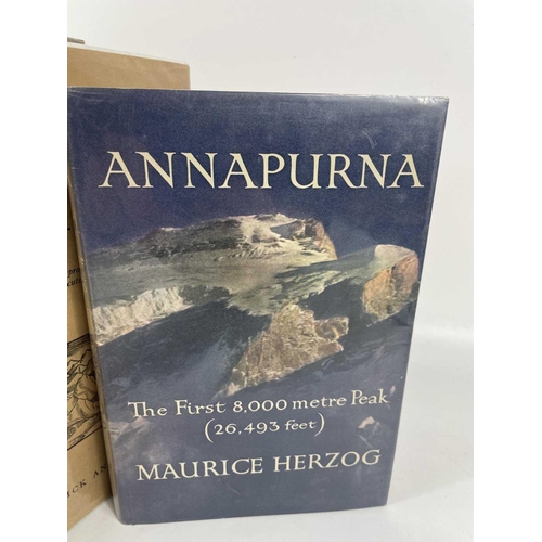 159 - Seven books on mountaineering. ANNAPURNA By Maurice Herzog (1952) Jonathan Cape. First edition. Toge... 