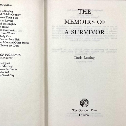 162 - Five various first editions. THE MEMOIRS OF A SURVIVOR By Doris Lessing (1974) London : Octagon Pres... 