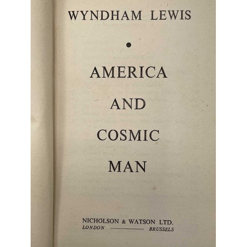 172 - WYNDHAM LEWIS 'America and Cosmic Man,' first edition, original cloth, unclipped dj, some uncut leav... 