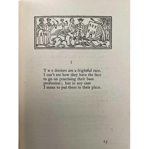 174 - HUMBERT WOLFE 'Cursory Rhymes,' signed by author, illustrated by Albert Rutherson, quarter cloth, so... 