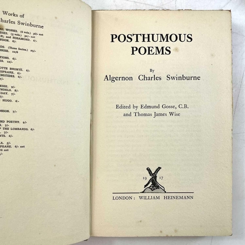 175 - ALGERNON CHARLES SWINBURNE 'Posthumous Poems,' first edition, rebacked, gilt embossed coat of arms t... 