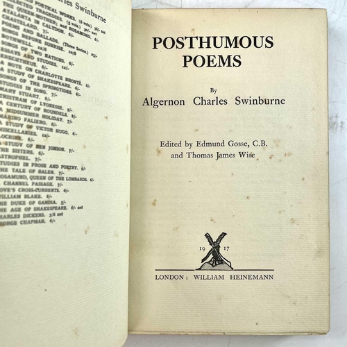 175 - ALGERNON CHARLES SWINBURNE 'Posthumous Poems,' first edition, rebacked, gilt embossed coat of arms t... 