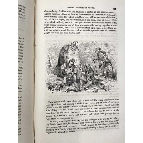 180 - CHARLES DICKENS. 'Master Humphrey's Clock'. Three vols, original cloth, rubbed and bumped, sun bleac... 