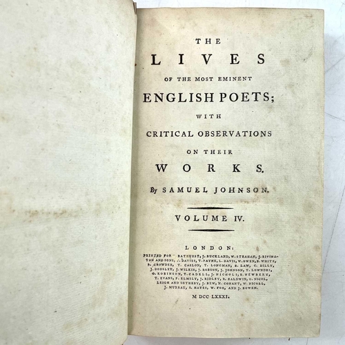 185 - SAMUEL JOHNSON 'The Lives of the English Poets; And a Criticism on Their Works,' first 'pirated' edi... 