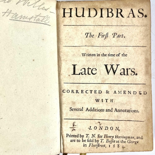 219 - SAMUEL BUTLER. 'Hudibras,' 'Written in the time of the Late Wars, Corrected & Amended with Several A... 