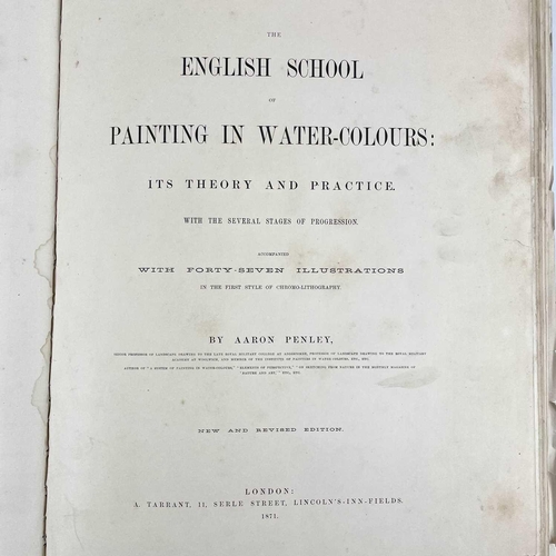 224 - AARON PENLEY. 'The English School of Painting in Water-Colours,' Large folio, original cloth, colour... 