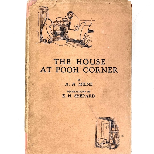 236 - A. A. MILNE. 'The House at Pooh Corner'. First edition, tears and loss to dj, original cloth with so... 