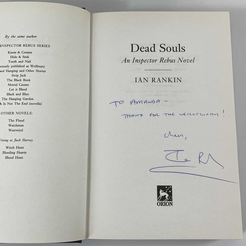 246 - Six signed Ian Rankin's and one signed Elizabeth Peters. IAN RANKIN. 'Dead Souls' (1999), 'Exit Musi... 