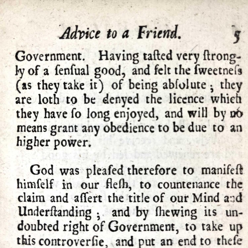 254 - SIMON PATRICK. 'Advice to a Friend', 1677. Contemp red morocco leather, gold embossing on front and ... 