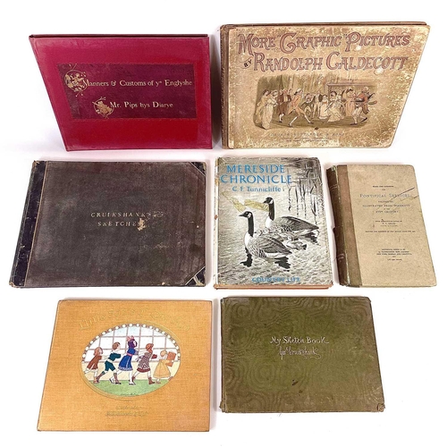 262 - Seven diverse vols of illustrated works, incl. Cruikshank's and Caldecott. GEORGE CRUIKSHANK, 'My sk... 