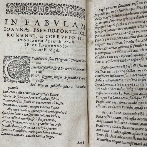 264 - (POPE JOAN) Error Popularis Seu Fabula Joanne Quae Pontificis. 8vo, vellum-backed, Colonaie, 1614.