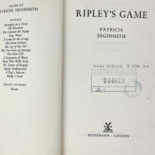 277 - Detective fiction and other fiction. Thrity-seven works. PATRICIA HIGHSMITH. 'Ripley's Game,' first ... 