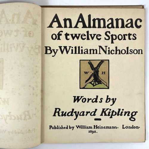 282 - KIPLING and NICHOLSON. ‘An Almanac’, 4to, loss to bottom right corner of front pictorial board, text... 