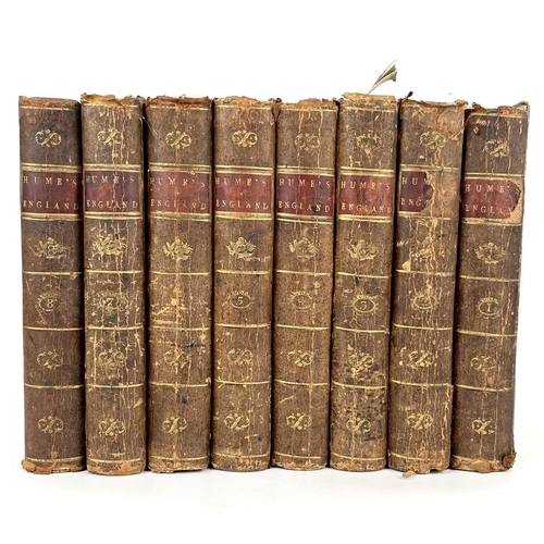 286 - DAVID HUME. ‘The History of England’, Eight vols, full leather, loose first few leaves to vol II, T.... 