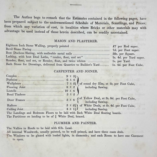 288 - HENRY WEAVER. ‘Hints on Cottage Architecture...’ 'Being a Selection of Designs for Labourers Cottage... 