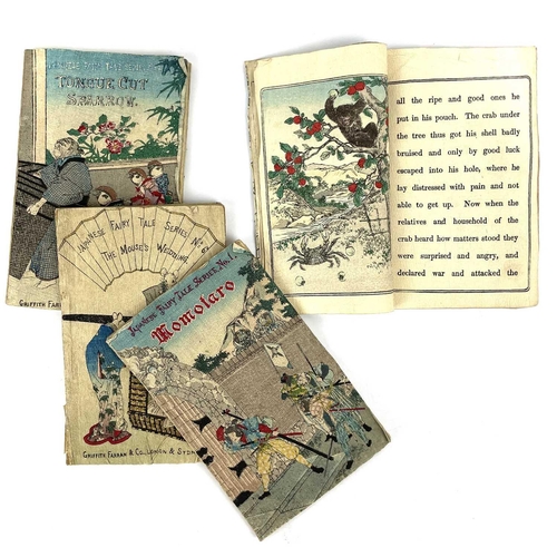 306 - Japanese Fairy Tale Series, Numbers 1, 2, 3, 6. Four children's books printed on crepe paper, Griffi... 