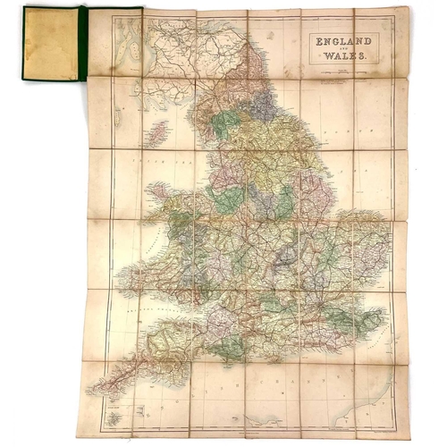 309 - BLACK's Road & Railway Map of England, folding map. Cloth backed folding map with original boards, s... 