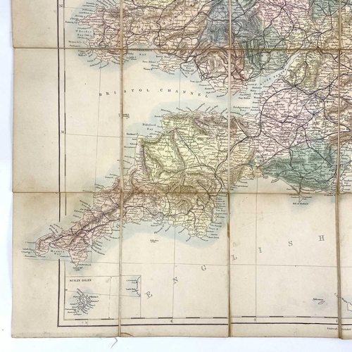 309 - BLACK's Road & Railway Map of England, folding map. Cloth backed folding map with original boards, s... 