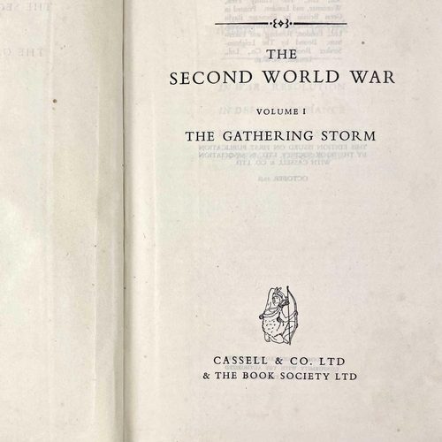 327 - WINSTON S. CHURCHILL. 'The Second World War'. Six vols, first editions, original cloth, dj lacking f... 