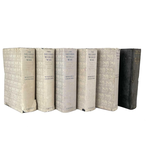 327 - WINSTON S. CHURCHILL. 'The Second World War'. Six vols, first editions, original cloth, dj lacking f... 