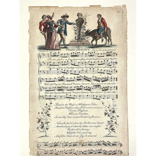 414 - Engraved Sheet Music. after ARCANGELO CORELLI (1653-1713). 'In Praise of Bacchus,' hand coloured son... 