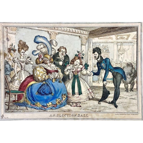 417 - Collection of satirical etchings WILLIAM HEATH. 'An Election Ball,' hand coloured satirical etching,... 