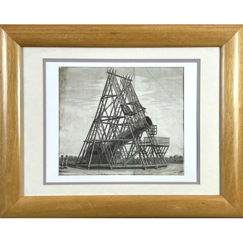 439 - 'View of Herschel's Forty Foot Telescope'. An 18th century engraving, water damage top left, small t... 