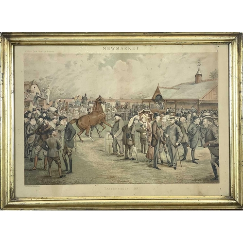 450 - Vanity Fair. 'Newmarket- Tattersalls,' 1887. Coloured engraving, toning, framed and glazed, frame 45... 