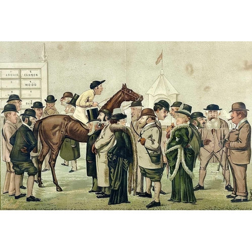 450 - Vanity Fair. 'Newmarket- Tattersalls,' 1887. Coloured engraving, toning, framed and glazed, frame 45... 